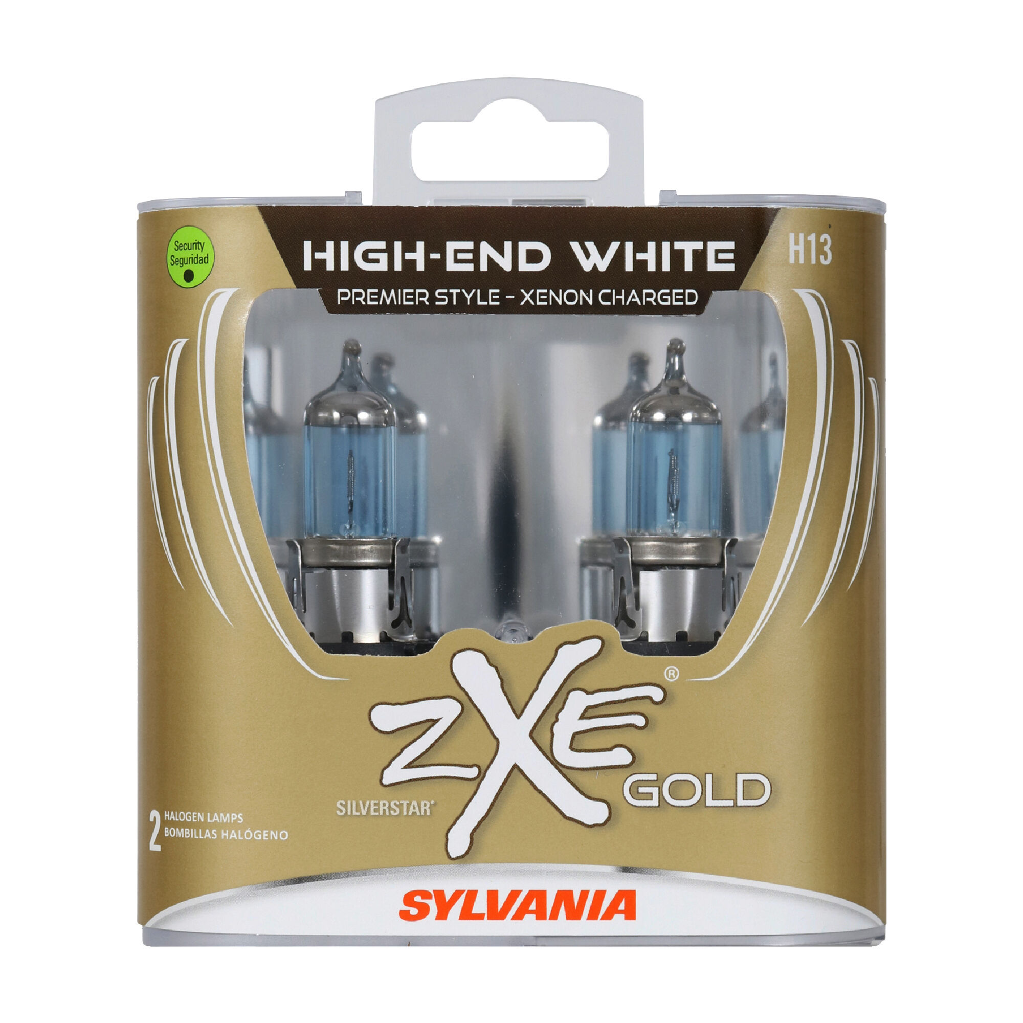 SYLVANIA H13 SilverStar zXe Gold Halogen Headlight Bulb, 2 Pack